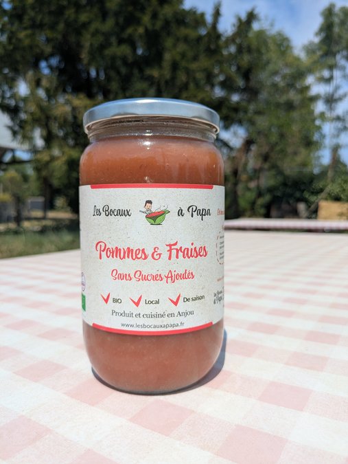 Compote Pommes & Fraises (800g) - 100% Fruits sans Sucre Ajouté