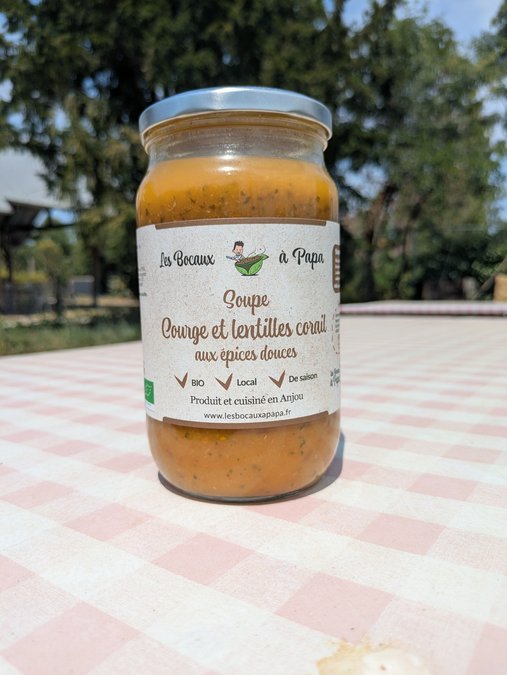Soupe Courge, Lentilles Corail & Épices Douces (750g) - Voyage Exotique